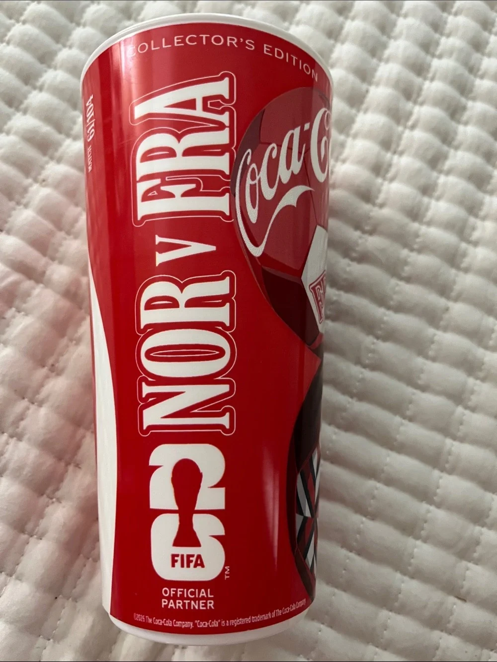 ⚽️ France 🇫🇷 vs Norway 🇳🇴 Coca-Cola Red White and Blue World Cup Soccer Cup ⚽️